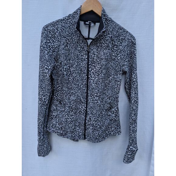 Lululemon Womens InStill Full Zip Jacket Warped Grain Alpine White Black Sz 8 - Picture 2 of 8